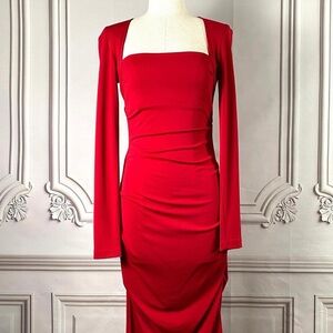 Moda International Bold Red Long Sleeve Dress